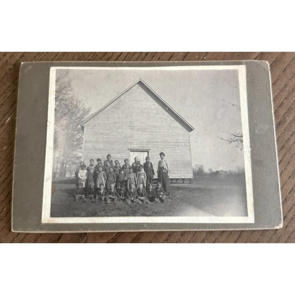 Antique Class Photo Elementary School House Children School Teacher